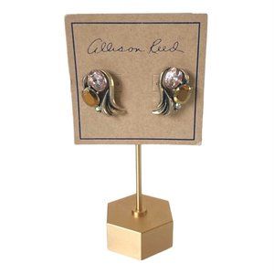 Allison Reed stud earrings gold tone with crystal